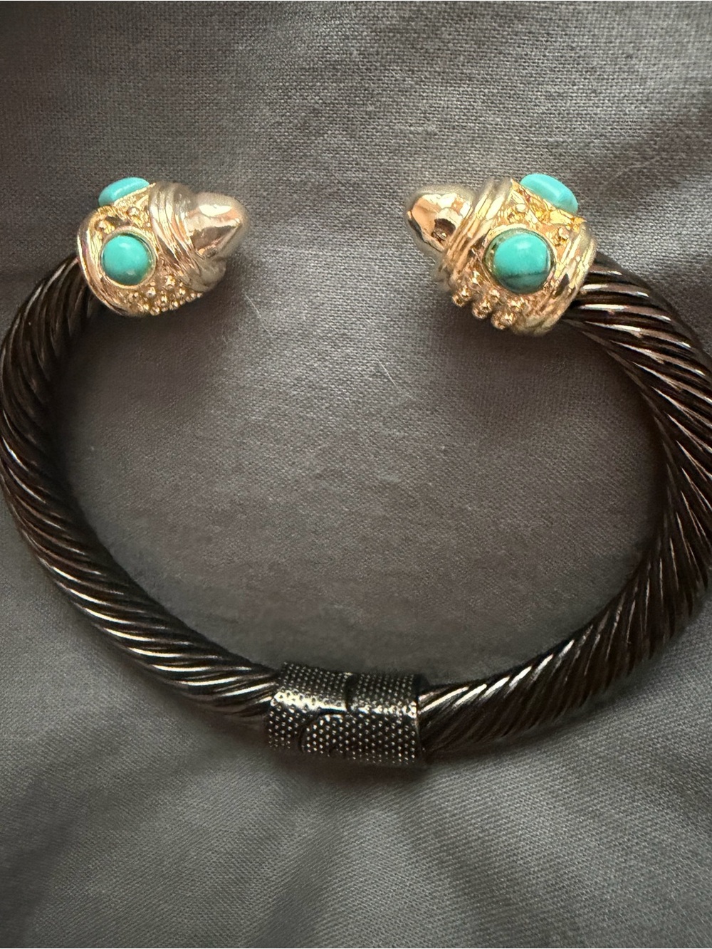 Gold-Tone Cable Cuff Bracelet with Turquoise Accent